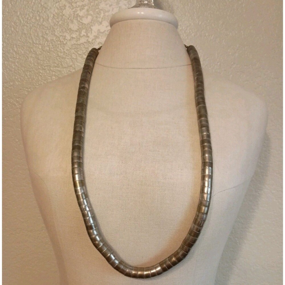 Vintage Gold/Silver Tone Necklace Rope Snake Look 36" ? Brass? Statement